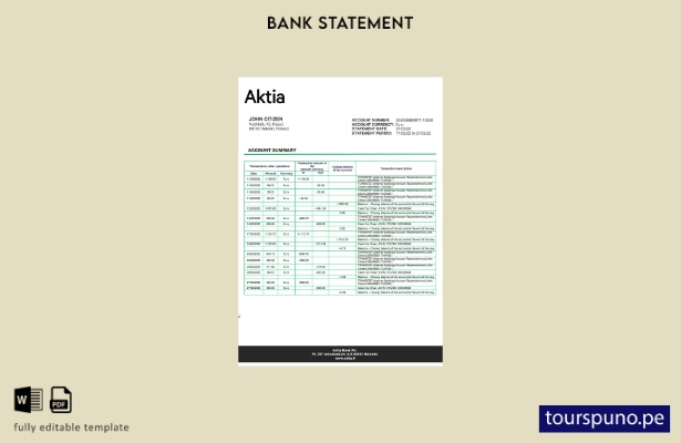 listo para imprimir plantilla de word   extracto del Aktia Bank de Finlandia